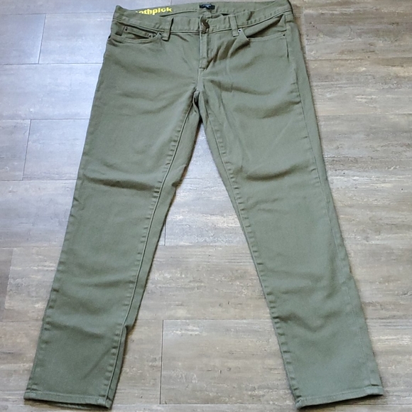 J Crew Stretch Toothpick Ankle Jeans/ Olive Skinny Jeans - Picture 2 of 7